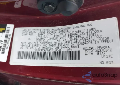 2004 Toyota Sienna Xle z USA, uszkodzony, nr VIN 5TDZA22C94S217220